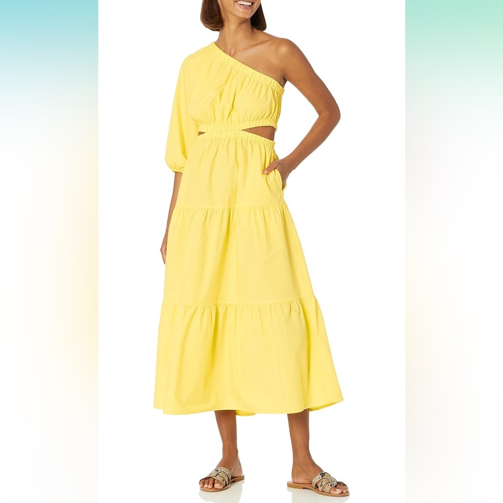 NWT The Drop Women's April One Shoulder Cut-Out Tiered Midi Dress